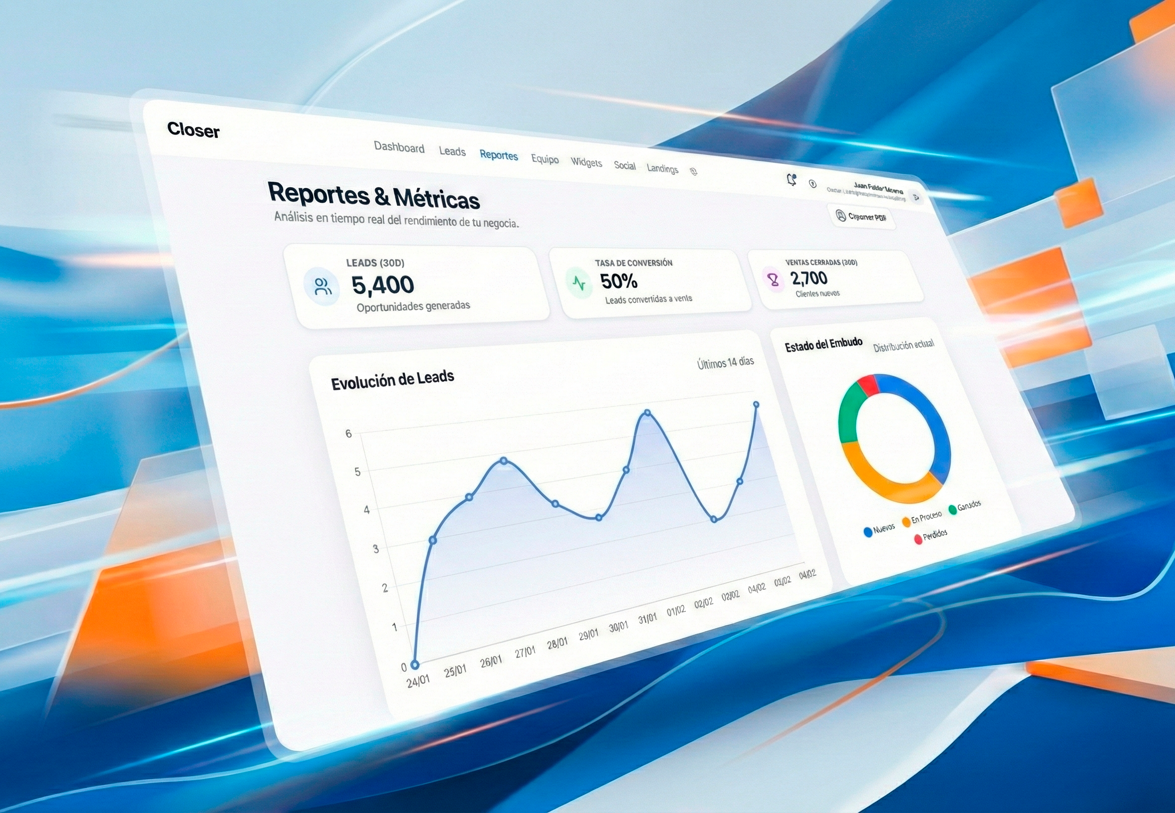 Dashboard de Closer de Ventas - Gestión de Leads y CRM Elite